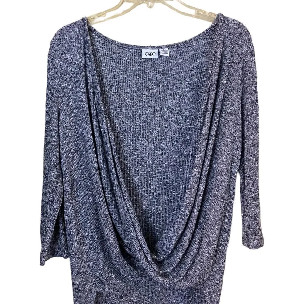 Cato Hi Lo Long Drape Cross Over Neck Sweater Size XL